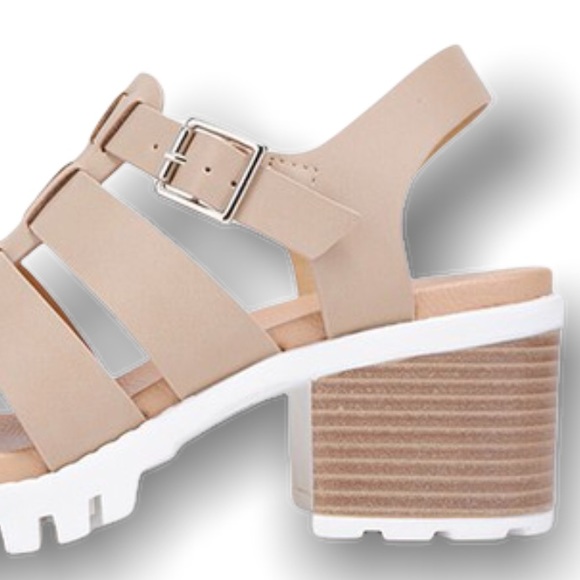 Soda Shoes Emi Taupe Lug Sole Platform Sandal - Picture 7 of 7